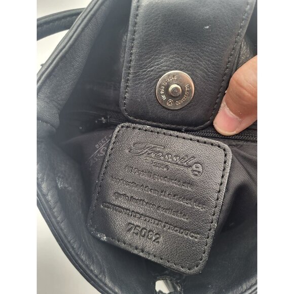 FOSSIL Black Leather Crossbody Purse Vintage Classic - Picture 11 of 12